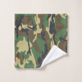 Military Green Camouflaged Pattern Personalized Bad Handdoek (Wasdoekje)
