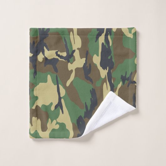 Military Green Camouflaged Pattern Personalized Bad Handdoek (Wasdoekje)