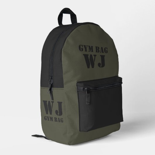 Military Green Gym Bag Custom Name Bedrukte Rugzak (Achterkant Hoek Links)