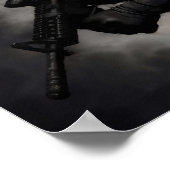 Military Green Line Tribute Smoke American Flag Poster (Hoek)