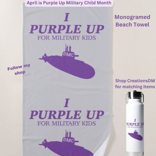 Military-I Paarse Up voor Military Kinder Monogram Strandlaken