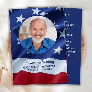 Military Memorial Prayer Kaart Stars & Stripes Ged