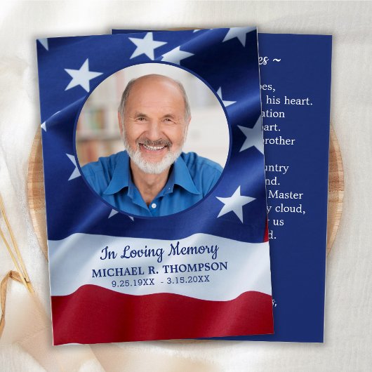 Military Memorial Prayer Kaart Stars & Stripes Ged