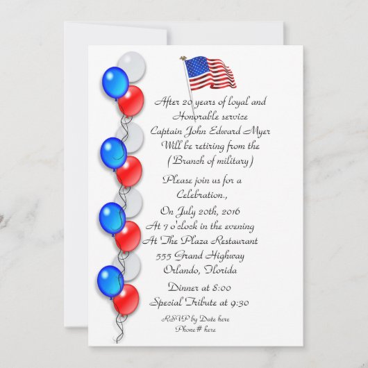 Military or LEO retirement party Invitation Kaart (Voorkant)