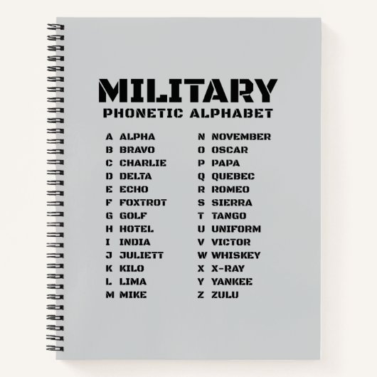Military Phonetic Alphabet – Lined Notebook #1 Notitieboek (Voorkant)