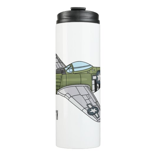Military plane cartoon illustration thermosbeker (Voorkant)