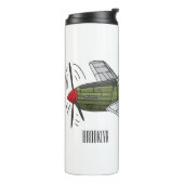 Military plane cartoon illustration thermosbeker (Gedraaid links)