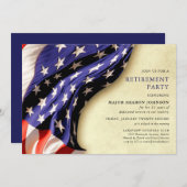 Military Red White and Blue Retirement Party Kaart (Voorkant / Achterkant)