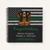 Military Retiération Guest Thin Green Line Leather Notitieboek (Voorkant)