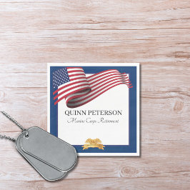 Military Retirement Flag Gold Crest Elegant Servet