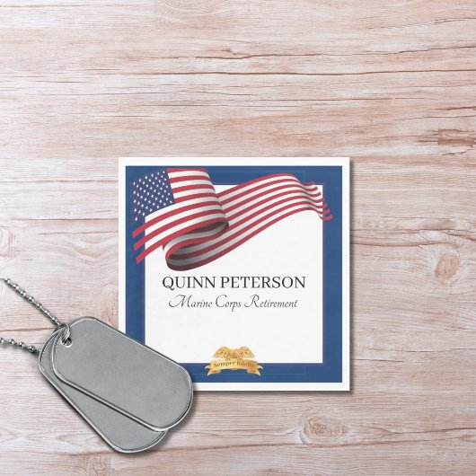 Military Retirement Flag Gold Crest Elegant Servet