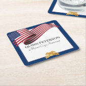 Military Retirement Flag Gold Crest Kartonnen Onderzetters (Schuin)