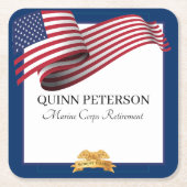 Military Retirement Flag Gold Crest Kartonnen Onderzetters (Voorkant)