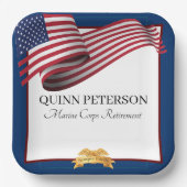Military Retirement Flag Gold Crest Papieren Bordje (Voorkant)