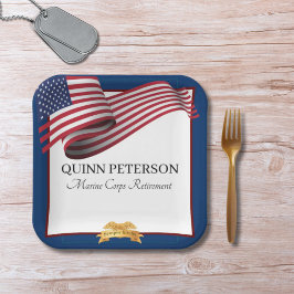 Military Retirement Flag Gold Crest Papieren Bordje