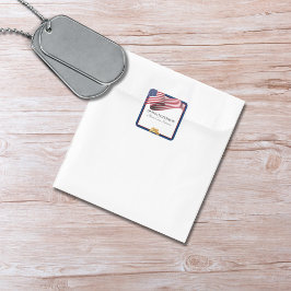 Military Retirement Flag Gold Crest Vierkante Sticker