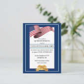 Military Retirement Invitation Flag Gold Crest Briefkaart (Staand voorkant)