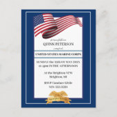 Military Retirement Invitation Flag Gold Crest Briefkaart (Voorkant)