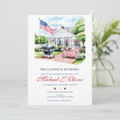 Military Retirement Patriotic Backyard Celebration Kaart (Staand voorkant)