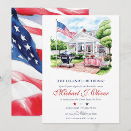 Military Retirement Patriotic Backyard Celebration Kaart