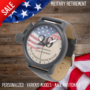 Military Retirement Watch US vlag aangepaste tekst Horloge
