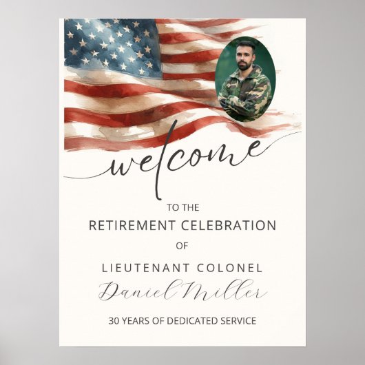 Military Retirement Welcome Poster with Photo (Voorkant)