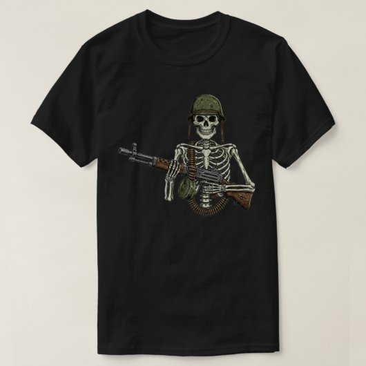 Military Skeleton with a Gun T-shirt (Design voorkant)