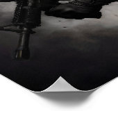 Military Smoke Ink American Flag Black & White Art Poster (Hoek)