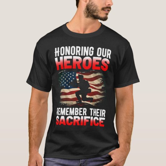 Military Support Honoring Our Heroes Veteran 4th J T-shirt (Voorkant)