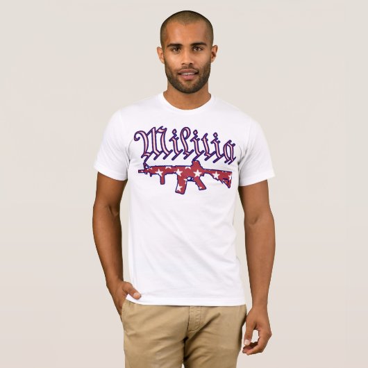 Militia Declaration Tee, Patriotic America Shirt (Voorkant volledig)