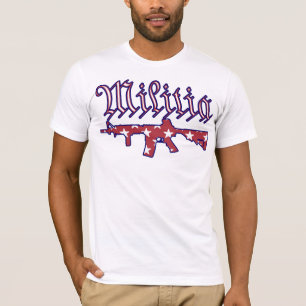 Militia Verklaring T-shirt, Patriottisch Amerika T T-shirt