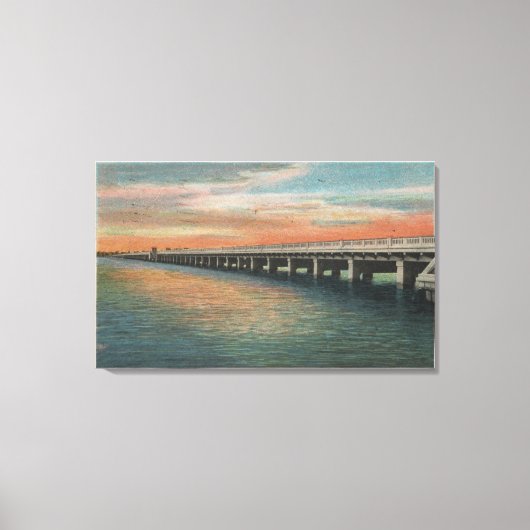 Miljoen Dollar Bridge over de rivier de Manatee, Canvas Afdruk (Voorkant)