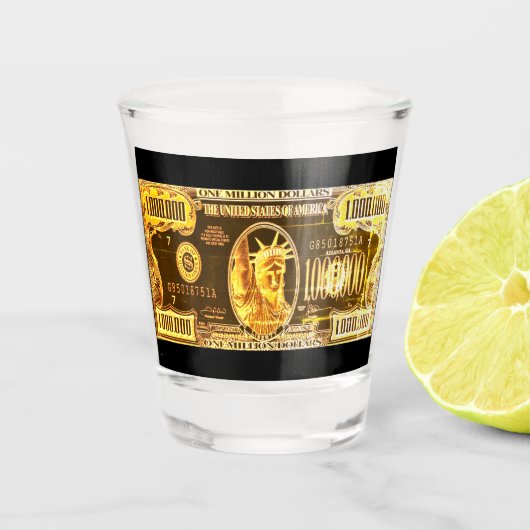 Miljoen dollarbiljetglas shot glas (Voorkant)