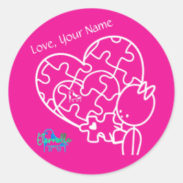 Miljoen stukjes puzzel Roze Aangepast Ronde Sticker