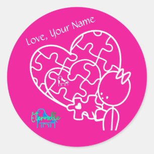Miljoen stukjes puzzel Roze Aangepast Ronde Sticker