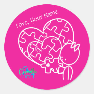 Miljoen stukjes puzzel Roze Aangepast Ronde Sticker