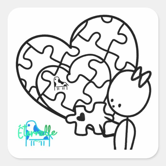 Miljoen stukjes puzzel vierkante sticker (Voorkant)