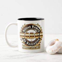 Miljoen vrouwen maart in Washington 2017 zwart gou Tweekleurige Koffiemok