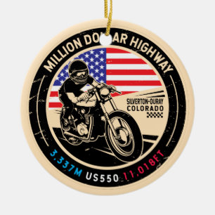 Miljoenen dollar motorfiets op snelweg Colorado Keramisch Ornament