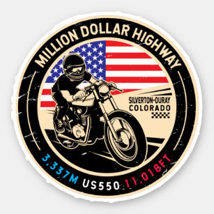 Miljoenen dollar motorfiets op snelweg Colorado Sticker