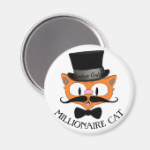MILJONAIRS KAT Snorhaar Kat met Hoed Magneet (Voorkant / Achterkant)