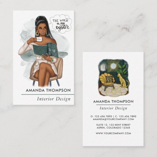 Miljonairsmentaliteit Boss Babe Interieurontwerper Visitekaartje (Voorkant / Achterkant)