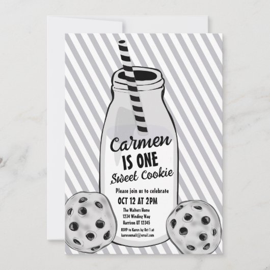 Milk and Cookie 2D Boys First Birthday Kaart (Voorkant)