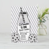 Milk and Cookie 2D Boys First Birthday Kaart (Staand voorkant)