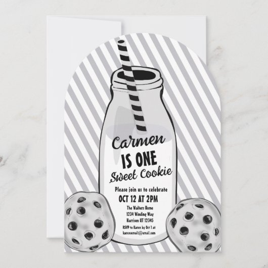 Milk and Cookie Mouse Sweet First Birthday Kaart (Voorkant)