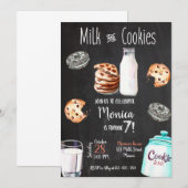 Milk and Cookies Birthday Invitation Kaart (Voorkant / Achterkant)