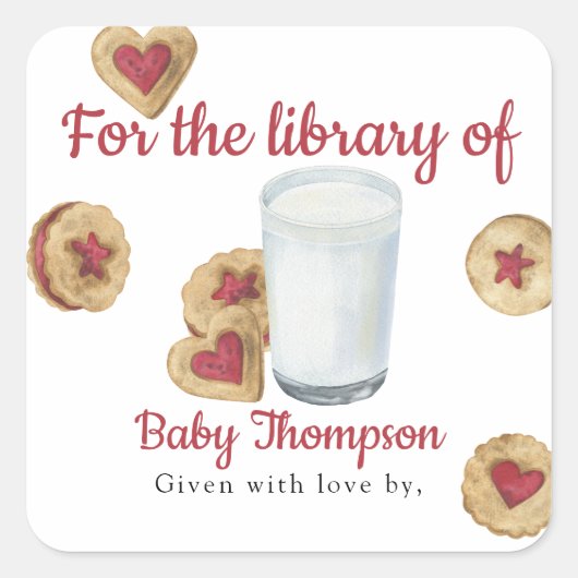 Milk and Cookies For the library of Vierkante Sticker (Voorkant)
