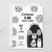 Milk and Cookies Mouse Sweet First Birthday Kaart (Voorkant)