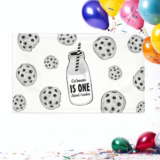 Milk and Cookies Sweet One Birthday Banner