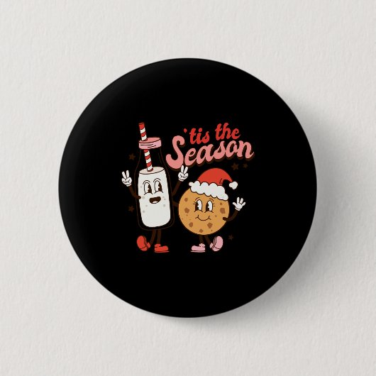 Milk And Cookies Tis The Season Holiday Ronde Button 5,7 Cm (Voorkant)